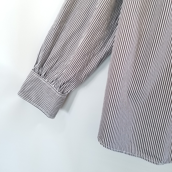 Tommy Hilfiger Striped Ruffled Tuxedo Shirt 20 Plus Button Blouse - Picture 8 of 15